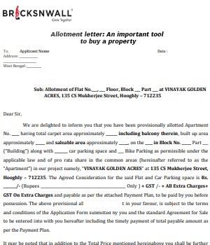 Allotment letter: A vital tool to buy a property